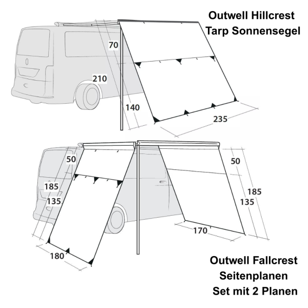 Detail Skizze Größe Outwell Fallcrest Hillcrest
